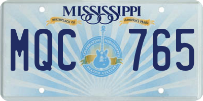 MS license plate MQC765