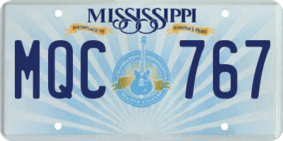 MS license plate MQC767