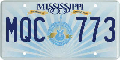 MS license plate MQC773