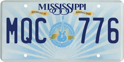 MS license plate MQC776