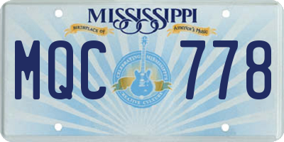 MS license plate MQC778