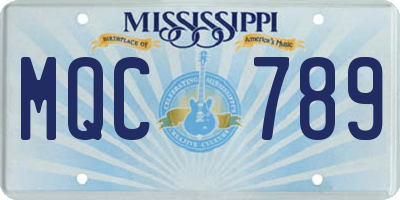 MS license plate MQC789