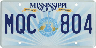 MS license plate MQC804