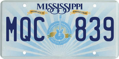 MS license plate MQC839