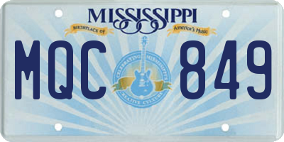 MS license plate MQC849