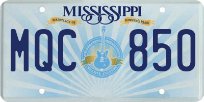 MS license plate MQC850