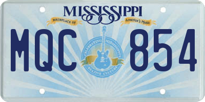 MS license plate MQC854
