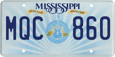 MS license plate MQC860