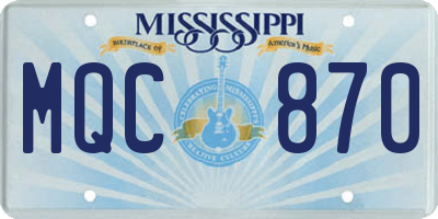 MS license plate MQC870