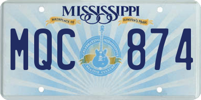 MS license plate MQC874