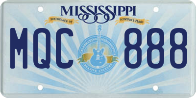 MS license plate MQC888