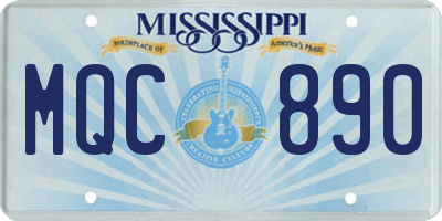 MS license plate MQC890
