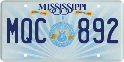MS license plate MQC892