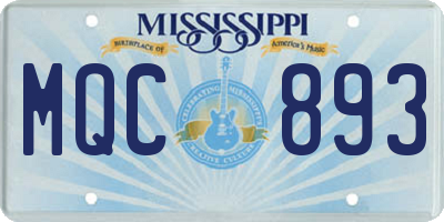 MS license plate MQC893