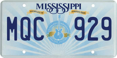MS license plate MQC929
