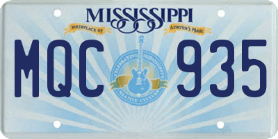 MS license plate MQC935