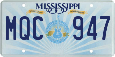 MS license plate MQC947