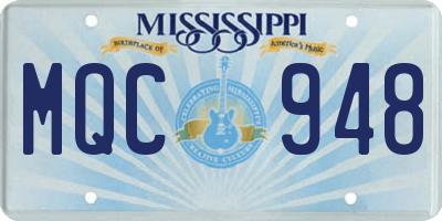MS license plate MQC948