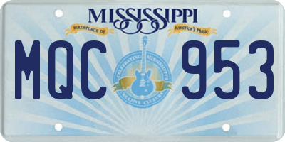 MS license plate MQC953