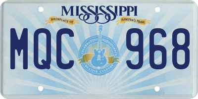 MS license plate MQC968