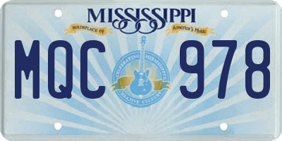 MS license plate MQC978