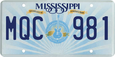 MS license plate MQC981