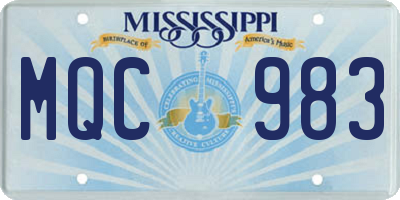 MS license plate MQC983