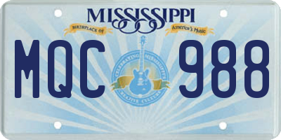 MS license plate MQC988