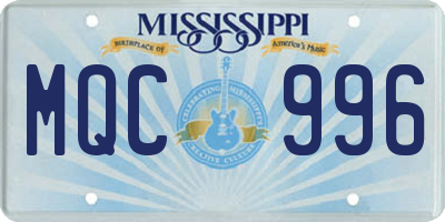 MS license plate MQC996
