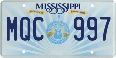 MS license plate MQC997
