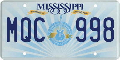 MS license plate MQC998