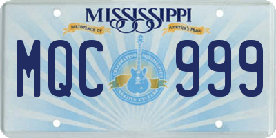MS license plate MQC999
