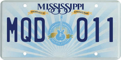 MS license plate MQD011