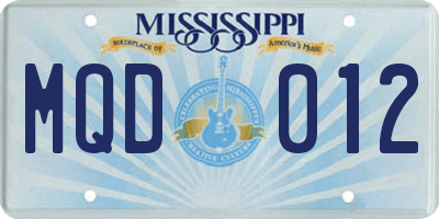 MS license plate MQD012