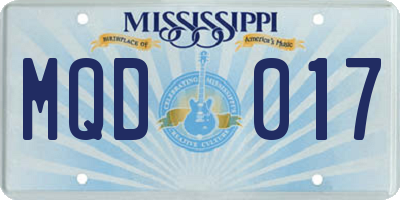 MS license plate MQD017