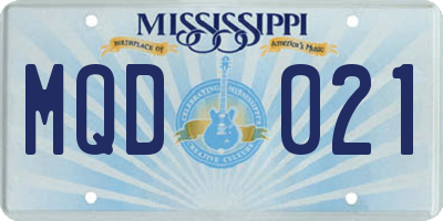MS license plate MQD021