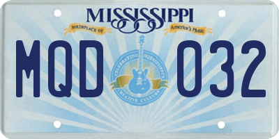MS license plate MQD032