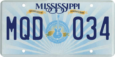 MS license plate MQD034