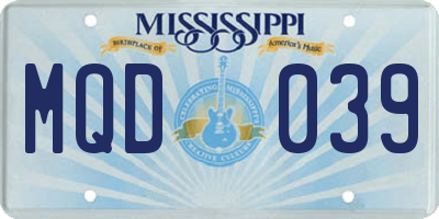 MS license plate MQD039