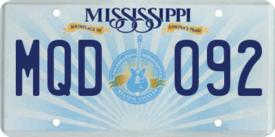 MS license plate MQD092