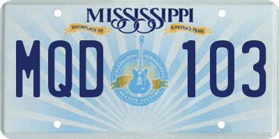 MS license plate MQD103
