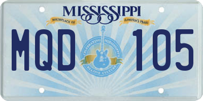 MS license plate MQD105