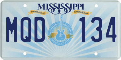 MS license plate MQD134