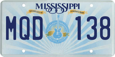 MS license plate MQD138