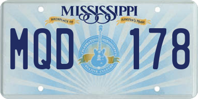 MS license plate MQD178