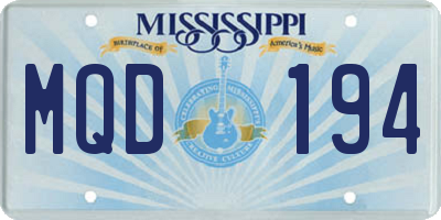 MS license plate MQD194