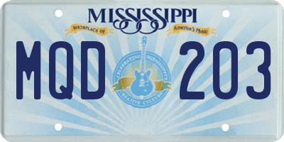 MS license plate MQD203