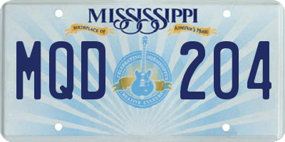 MS license plate MQD204