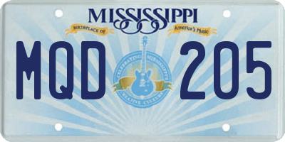 MS license plate MQD205