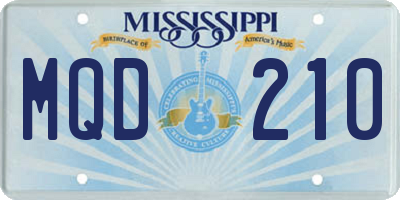 MS license plate MQD210